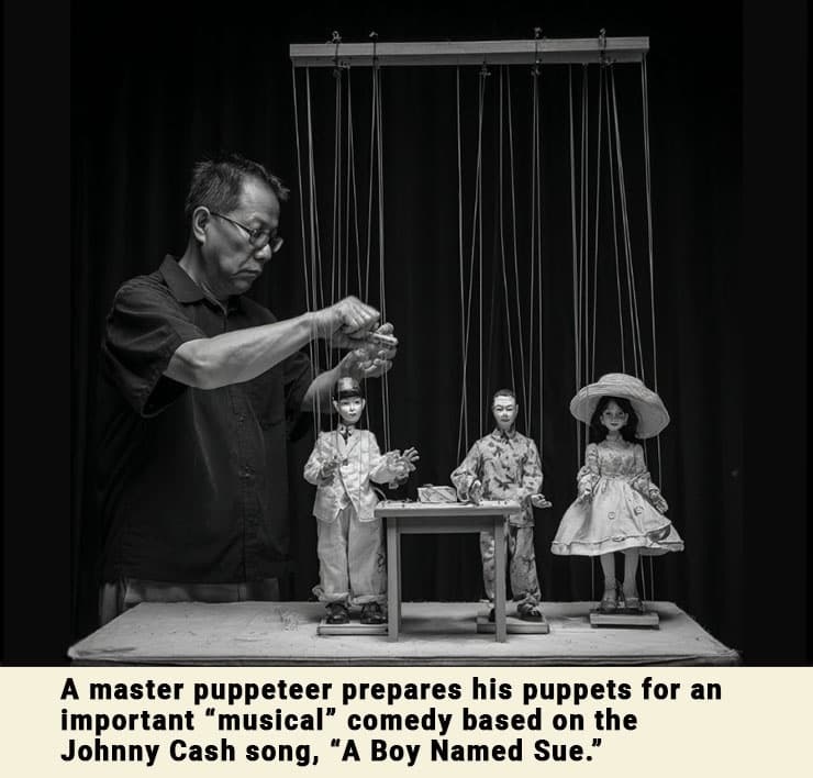 Puppet controlled by a Boy Named Sue